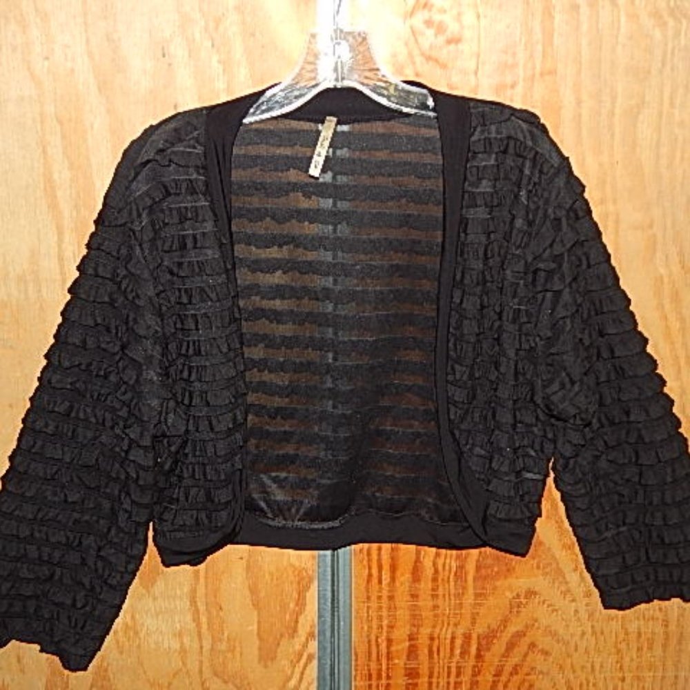 #1538, FreshofLA Bolero cropped ruffle semi see threw jacket by Touch of LA XXL